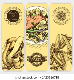 Vector illustration sketch - pasta.
Card menu italian restaurant. Banner italan food.