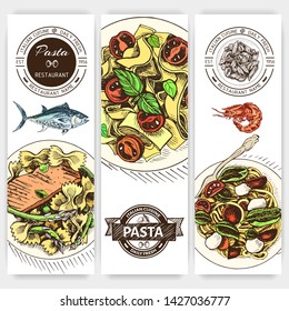 Vector illustration sketch - pasta.
Card menu italian restaurant. Banner italan food.