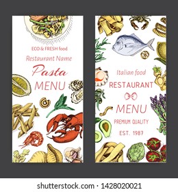 Vector illustration sketch - pasta.
Card menu italian restaurant.