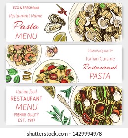 Vector illustration sketch - pasta. Card menu italian resraurant.