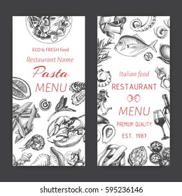 Vector illustration sketch - pasta.
Card menu italian resraurant.