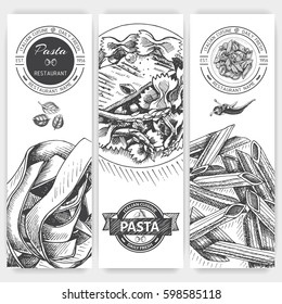 Vector illustration sketch - pasta.
Card menu italian restaurant. Banner italan food.