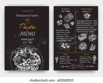 Vector illustration sketch - pasta.
Card menu italian restaurant.
