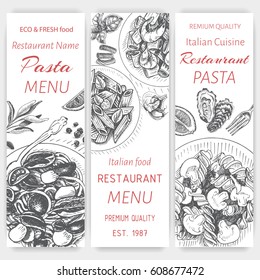 Vector illustration sketch - pasta.
Card menu italian restaurant. Banner italan food.