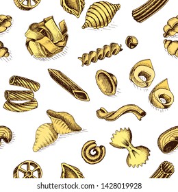 Vector illustration sketch - pasta. Pattern Italian food.
