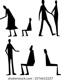 vector illustration of a sketch of a person's silhouette figure in the form of a pencil drawing with articulation of movement for completeness of the image