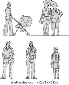 vector illustration of a sketch of a person's silhouette figure in the form of a pencil drawing with fashionable clothes to complete the image