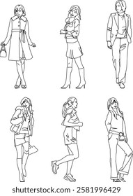 vector illustration of a sketch of a person's silhouette figure in the form of a pencil drawing with fashionable clothes to complete the image