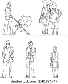 vector illustration of a sketch of a person's silhouette figure in the form of a pencil drawing with fashionable clothes to complete the image