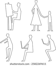 vector illustration of a sketch of a person's silhouette figure in the form of a pencil drawing with articulation of movement for completeness of the image