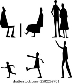 vector illustration of a sketch of a person's silhouette figure in the form of a pencil drawing with articulation of movement for completeness of the image