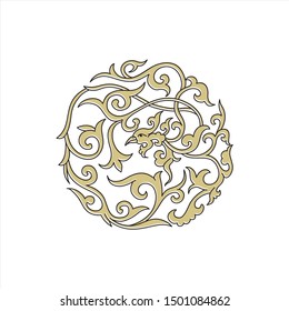 Vector illustration of sketch phoenix bird with floral style