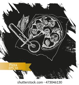 Vector illustration sketch a pizza.
