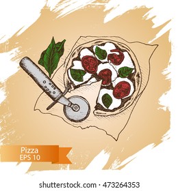 Vector illustration sketch â?? pizza