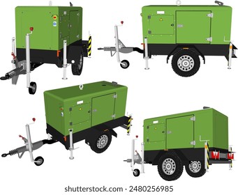 Vector illustration sketch of portable generator engine design for power generation