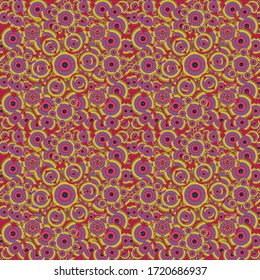 Vector illustration. Sketch in red, yellow and purple colors. Vivid repeating floral - For easy making seamless pattern use it for filling any contours.