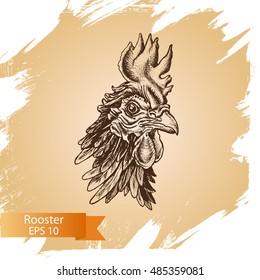 Vector illustration sketch - Rooster
Greeting card happy New year