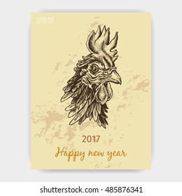 Vector illustration sketch - Rooster
Greeting card happy New year