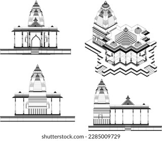 Vector illustration sketch of sacred temple of worship of gods and goddesses