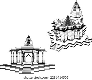 Vector illustration sketch of sacred temple of worship of gods and goddesses