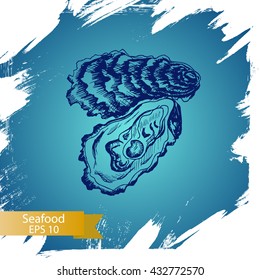 Vector illustration sketch - Sea collection.
Seafood - oyster