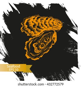 Vector illustration sketch - Sea collection.
Seafood - oyster