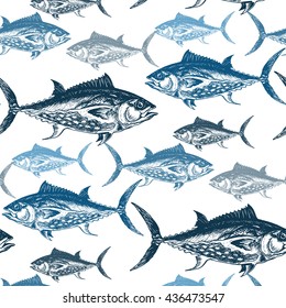 Vector illustration sketch - Sea collection.
Seafood - tuna