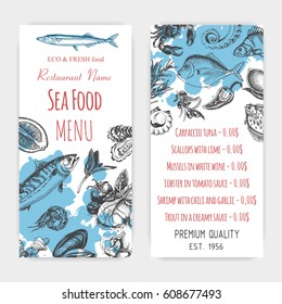 Vector illustration sketch - seafood
Card Menu restaurant.  vintage design template, banner