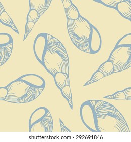 Vector illustration of Sketch seashell seamless texture