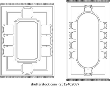 Vector illustration sketch of silhouette design detail of dining room table and chairs furniture for entertaining guests