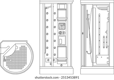 Vector illustration sketch of silhouette design of portable bathroom detail to be placed inside bedroom