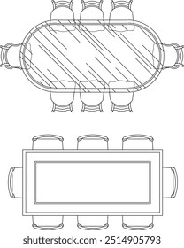 Vector illustration sketch of silhouette design detail of dining room table and chairs furniture for entertaining guests