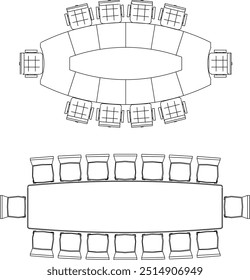 Vector illustration sketch of silhouette design detail of dining room table and chairs furniture for entertaining guests