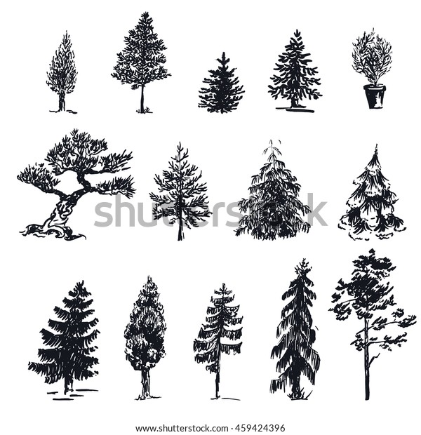 Vector Illustration Sketch Silhouette Trees Design Stock Vector