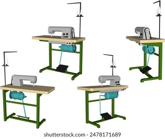 Vector illustration sketch of a simple manual sewing machine design for sewing clothes