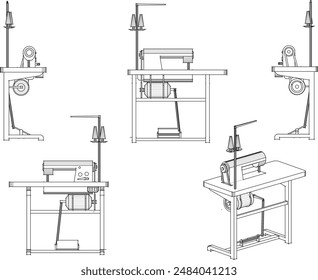 Vector illustration sketch of a simple manual sewing machine design for sewing clothes