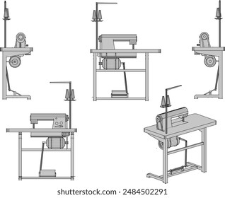 Vector illustration sketch of a simple manual sewing machine design for sewing clothes 