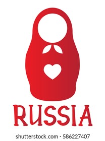 Vector illustration of sketch simple russian doll with heart