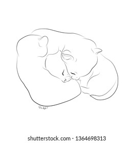 Vector illustration. Sketch of sleeping kittens.EPS 8