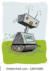Vector Illustration sketch of a small cute robot