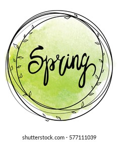 Vector illustration of a sketch spring green frame