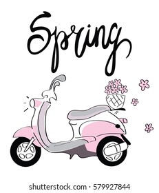 Vector illustration of a sketch spring scooter