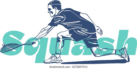 vector illustration sketch of the squash player with a racket