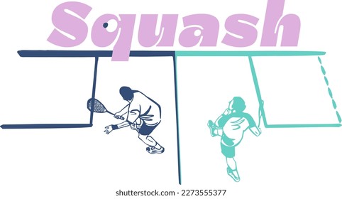 vector illustration sketch of the squash player with a racket