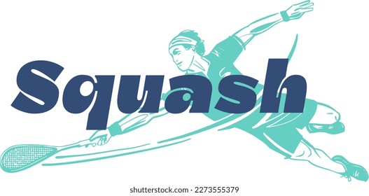 vector illustration sketch of the squash player with a racket