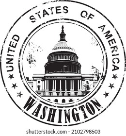 Vector illustration of sketch stamp washington