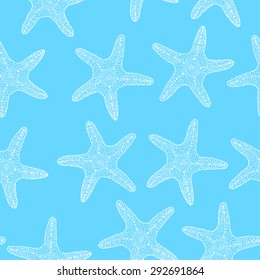 Vector illustration of sketch Starfish seamless