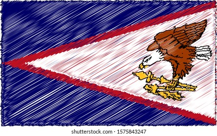 Vector Illustration of Sketch Style American Samoa Flag