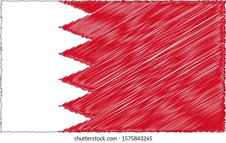 Vector Illustration of Sketch Style Bahrain Flag