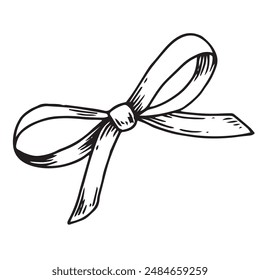 vector illustration in sketch style. bow, silk ribbon. symbol of the fight against breast cancer, femininity